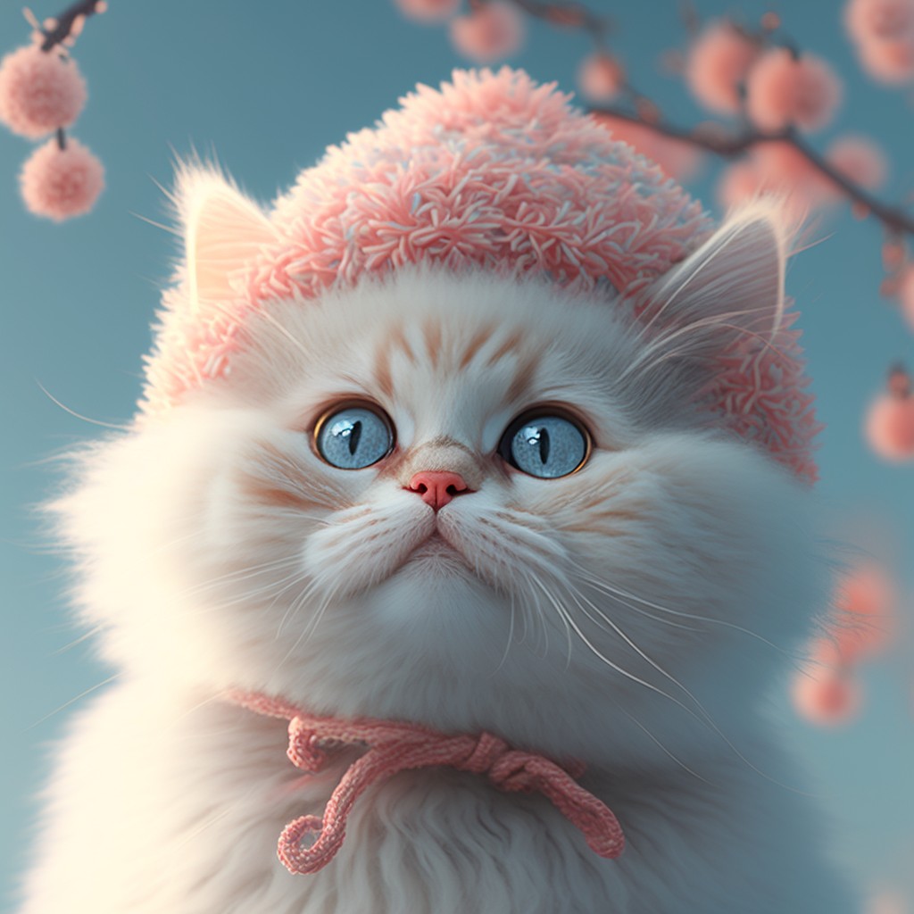带着粉色帽子的猫