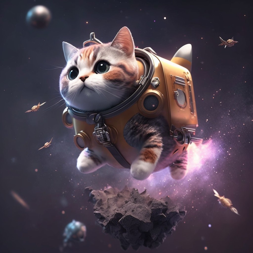 Astronaut cat head portrait