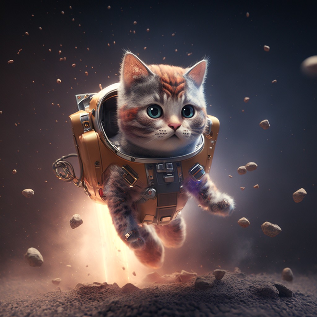 Astronaut cat head portrait