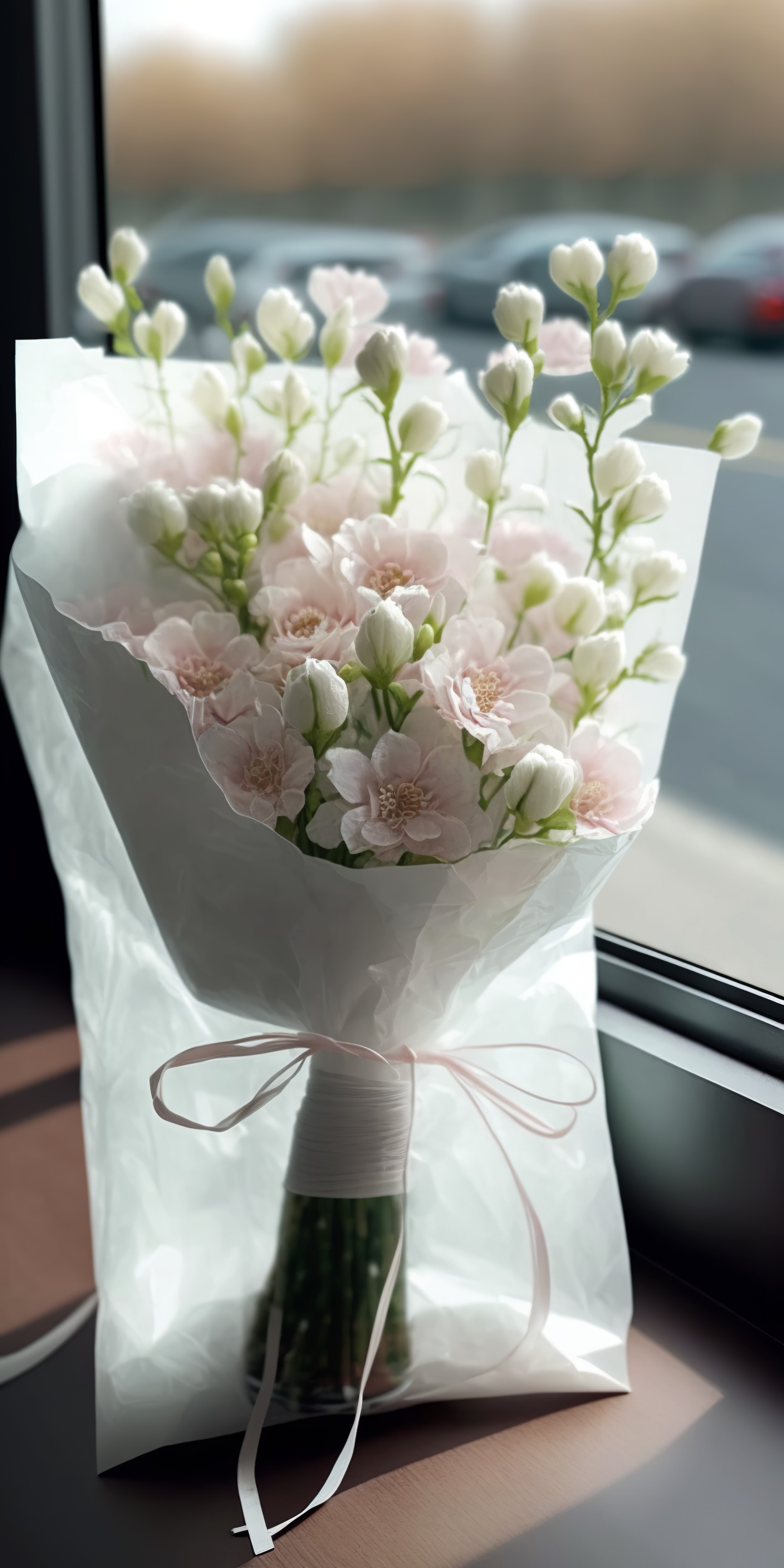bouquet of flowers by the window