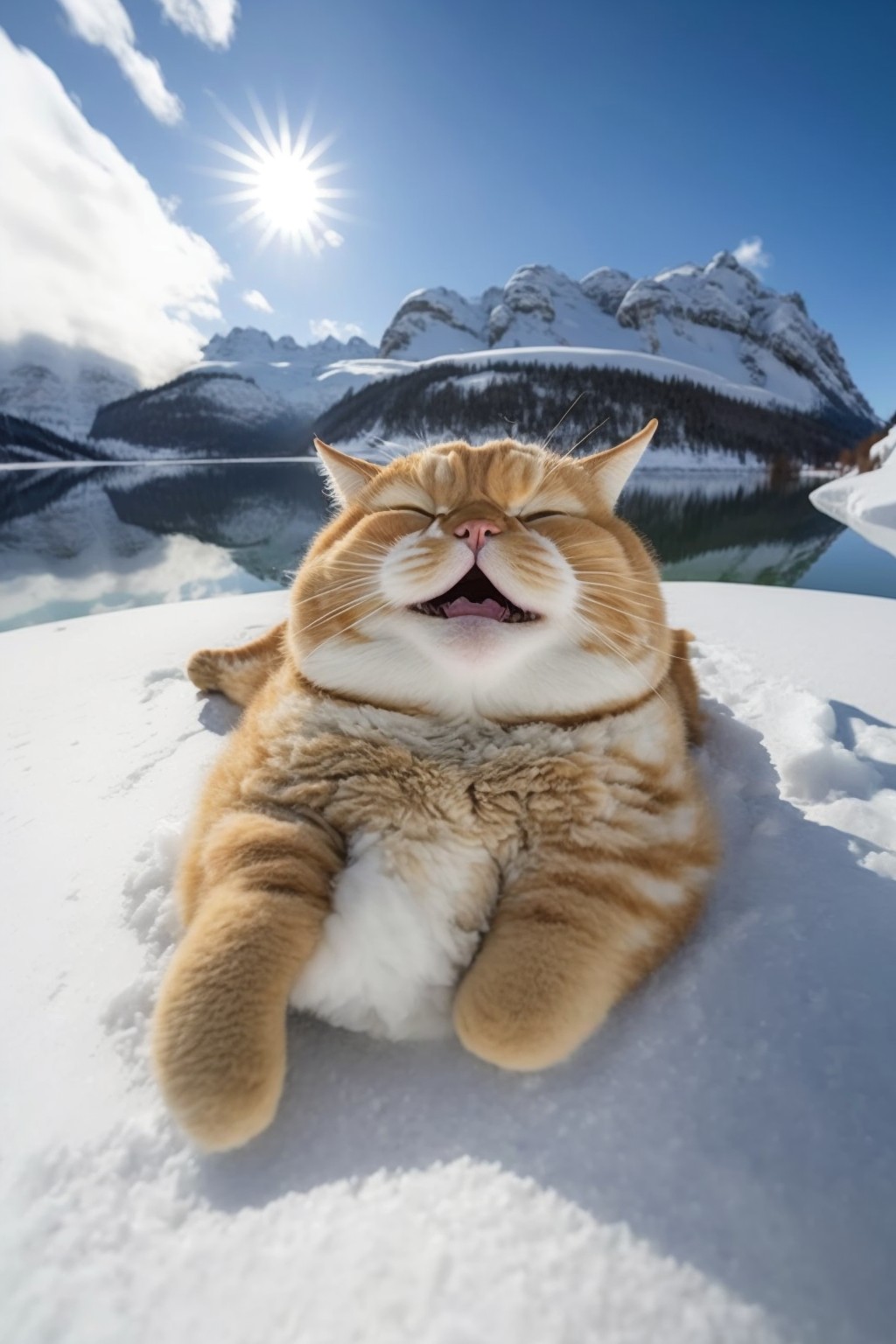 雪地里的大胖猫