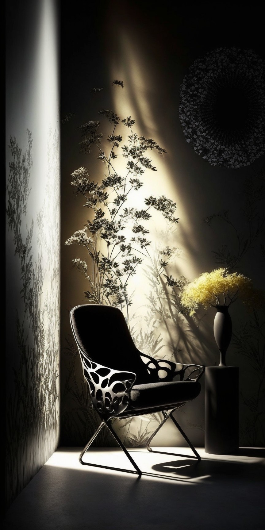 Light and shadow wallpaper in the room