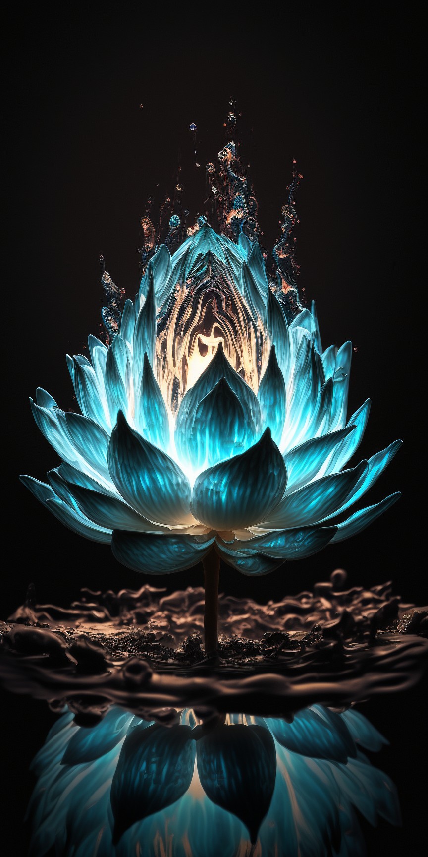 7 images of a blue lotus by Midjourney