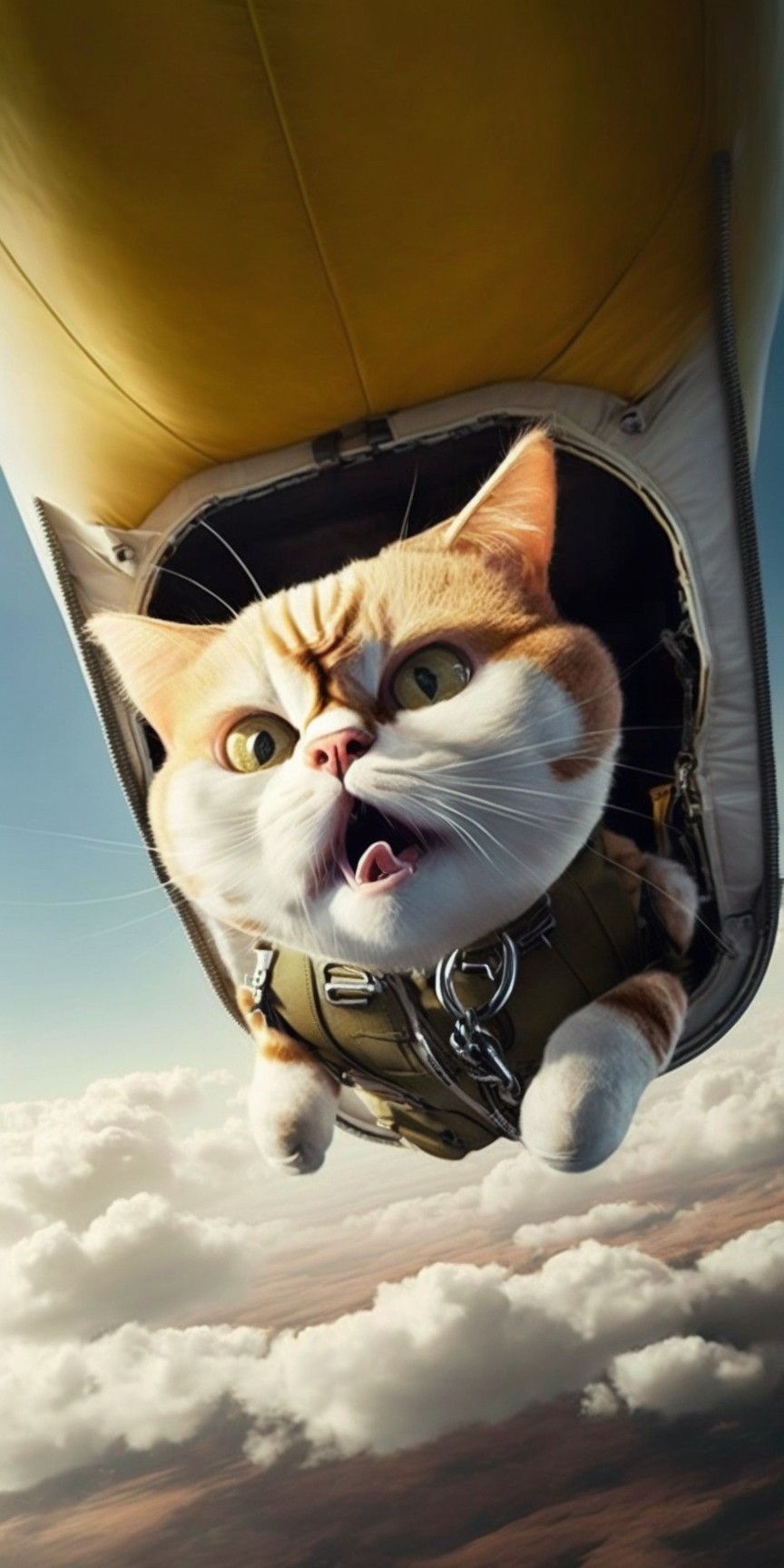 9 images of Parachute kitten falling from the sky by Midjourney