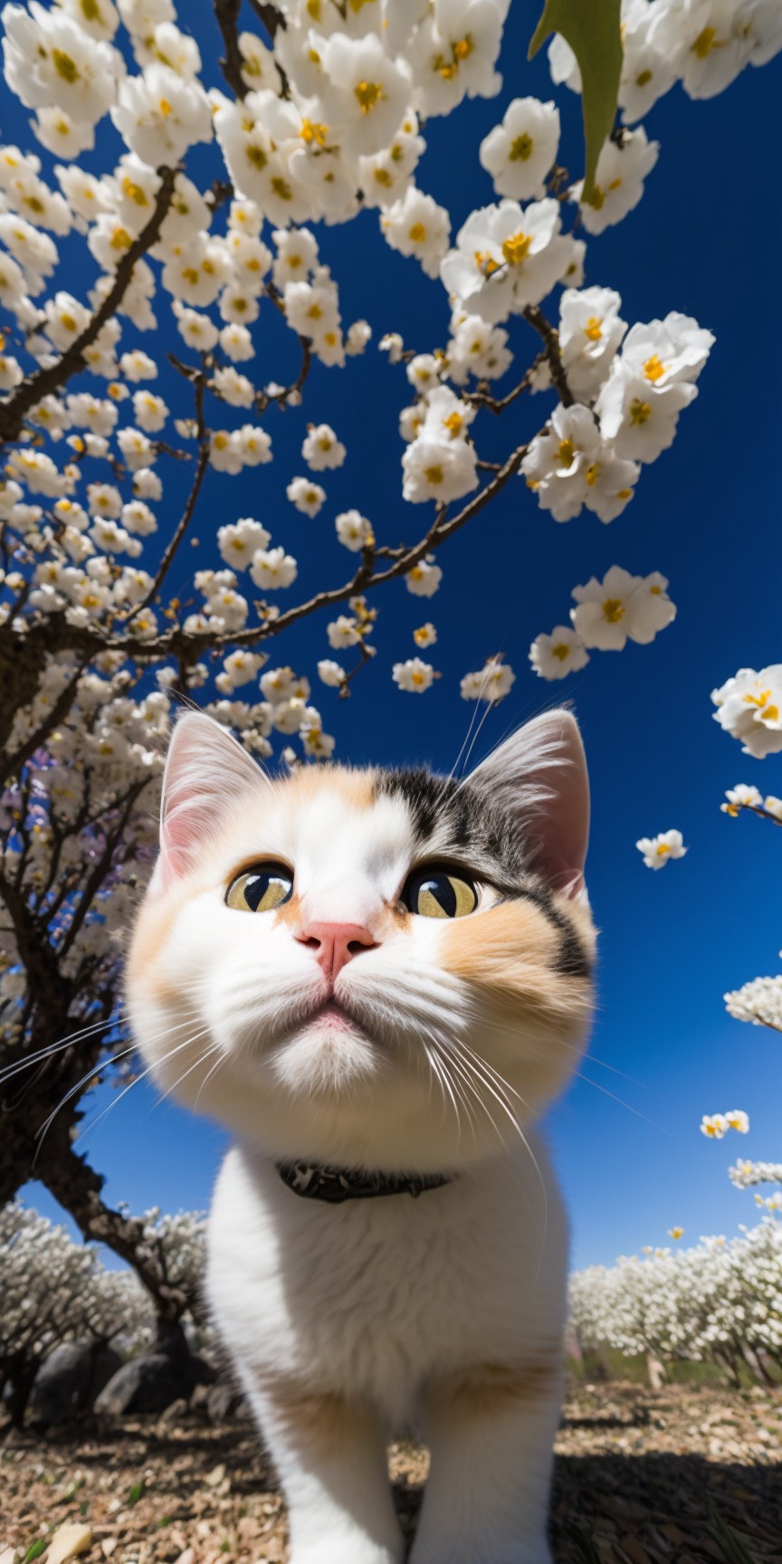 kitten under the cherry tree