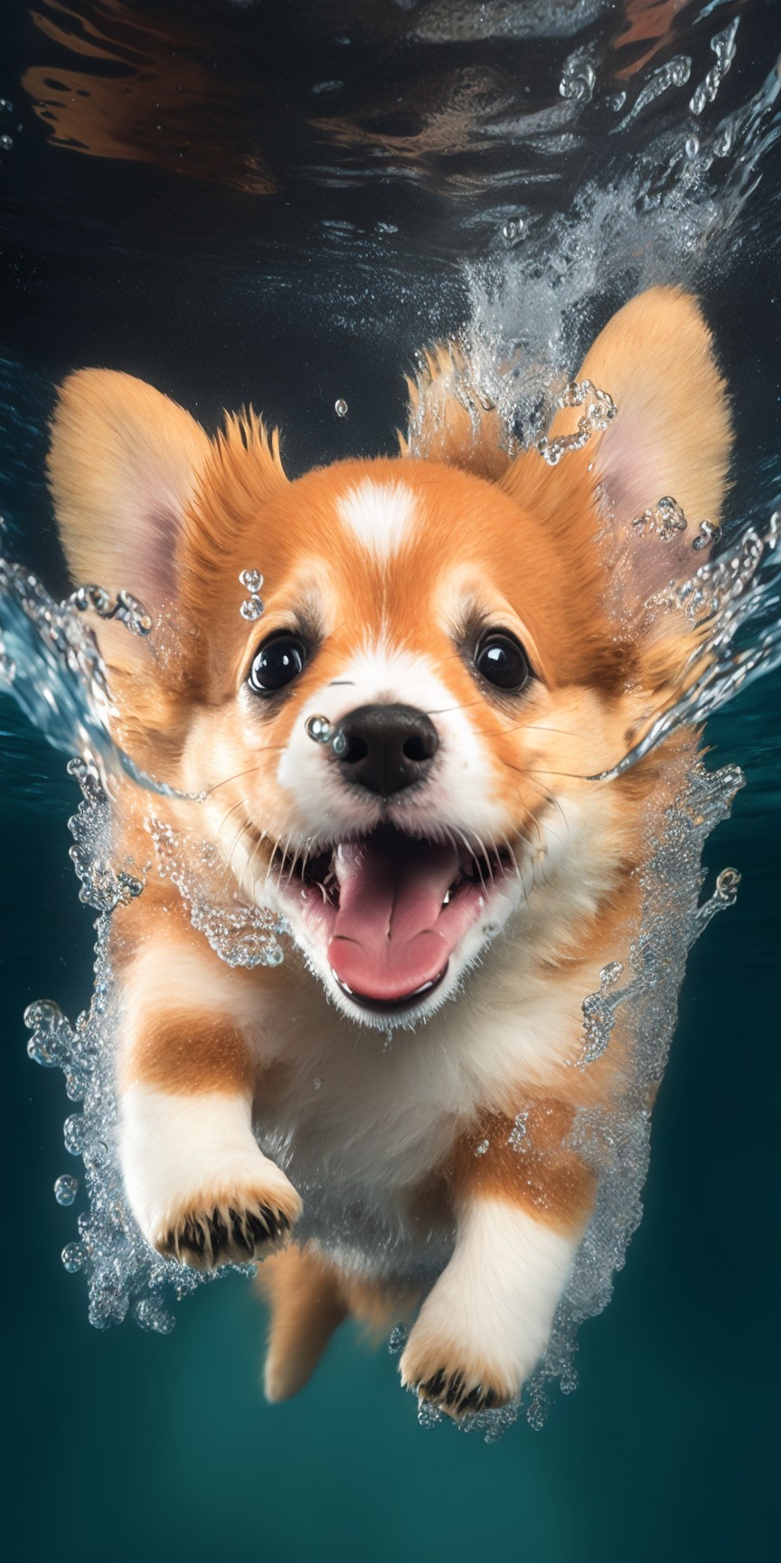 puppy swimming in water