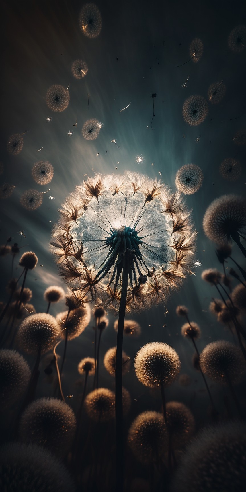 3 images of dandelion by Midjourney