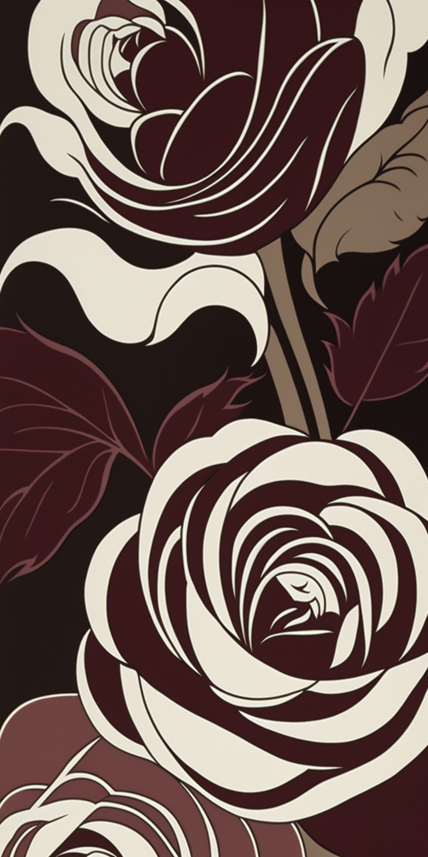 Wine red floral wallpaper