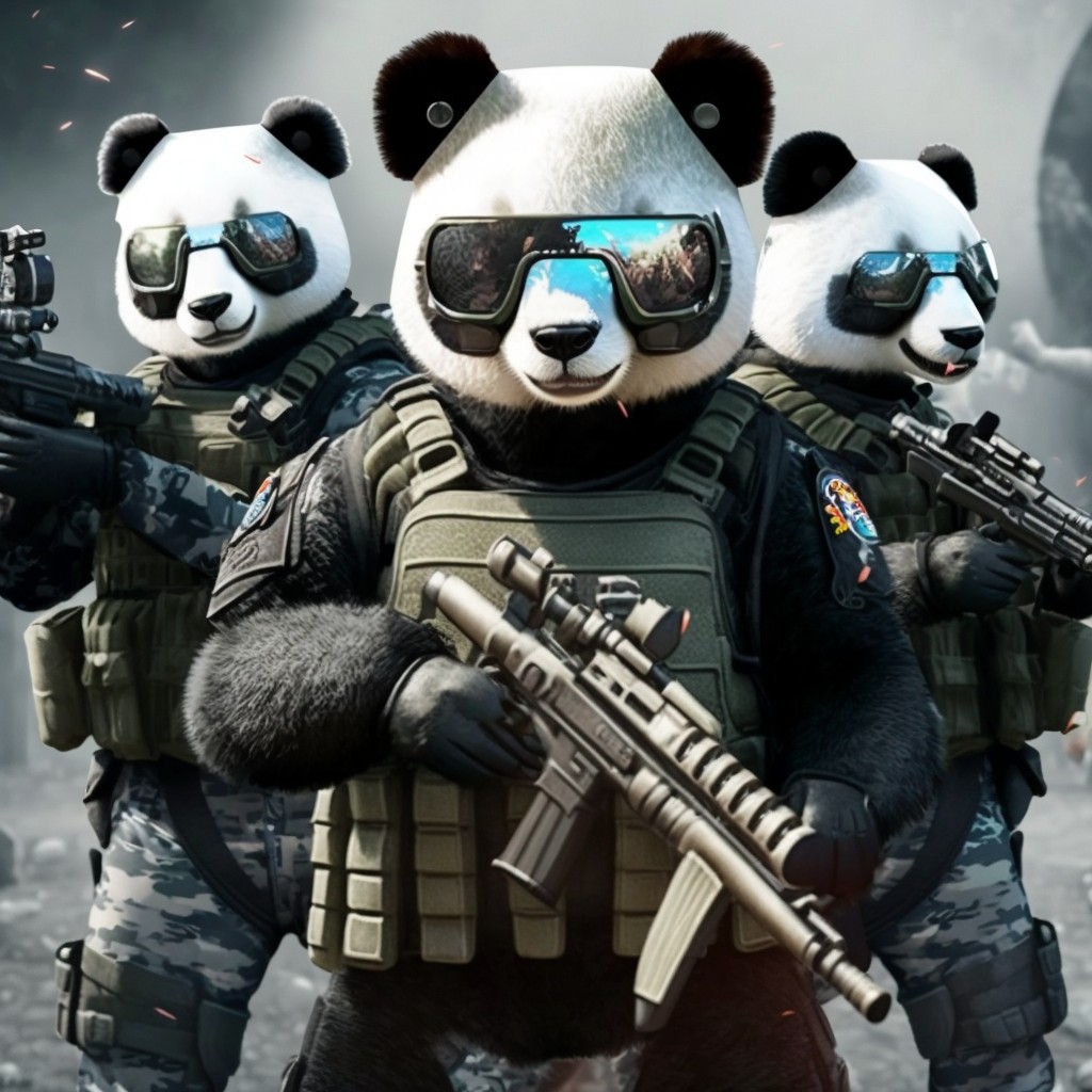 5 images of panda team by Midjourney